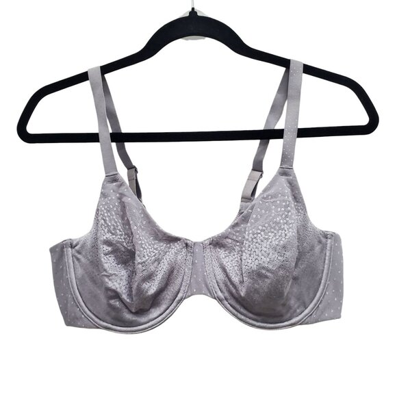 Wacoal 855303‎ Back Appeal Gray Dot Jacquard Full Coverage Underwire Bra Sz 36D - Picture 1 of 5